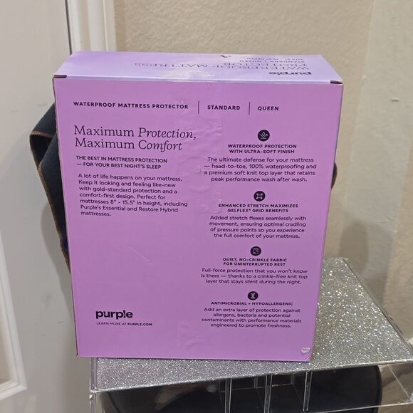 Purple Waterproof Mattress Protector- Queen - Picture 10 of 10